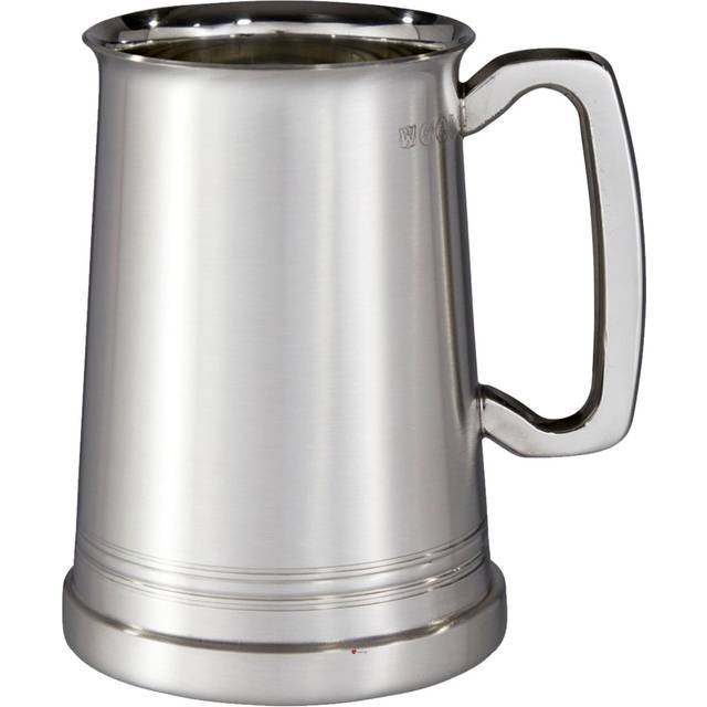 Pewter Glass Bottom Extra Heavy Tankard 1 Pint Hereford Satin Pure Heavy Gauge Beer Tankard Perfect for Engraved Personalised Gifts for Men and Women