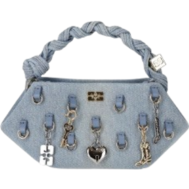 Ganni - Bou Bag Mini Washed Denim Charms - Handväska - Faded Denim - One size