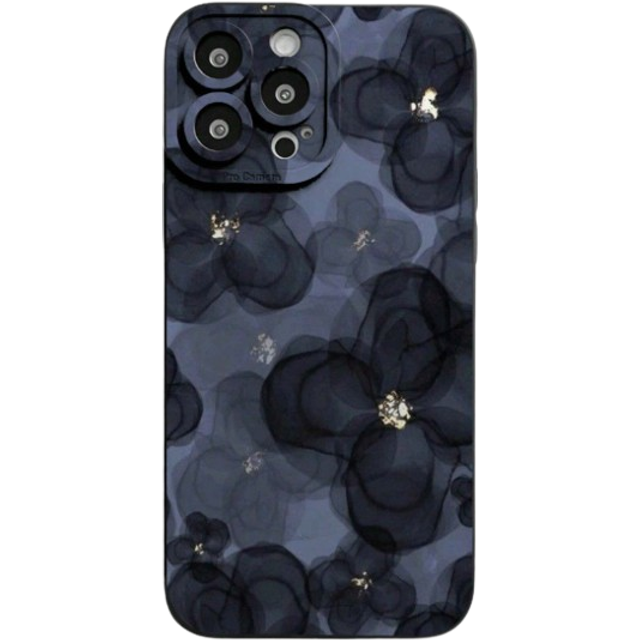 SHEIN Blue Floral Painted Thick Shockproof Cell Phone Case Compatible With IPhone 15 Pro Max, IPhone 13 Series, Samsung Galaxy A50, A12, A32, A52, A72, A51,