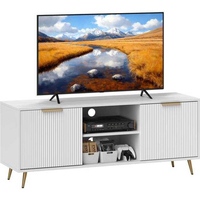 HOMCOM Modern TV Stand Cabinet With Storage For Living Room - White | TJ Hughes