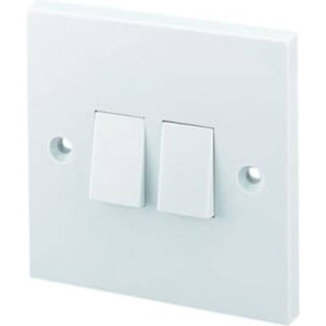Wickes 10A 2 Gang 2 Way Light Switch - White