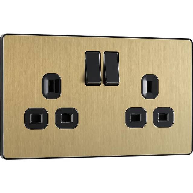 BG Evolve 13A Double Switched Power Socket - Brushed Brass