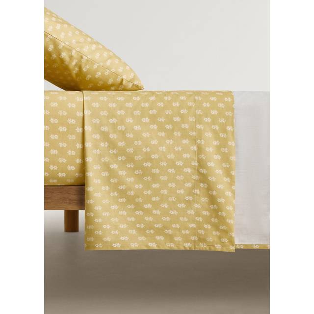 Cotton percale small-flower top sheet for cot pink - Home - 100x150cm - MANGO HOME - Pink