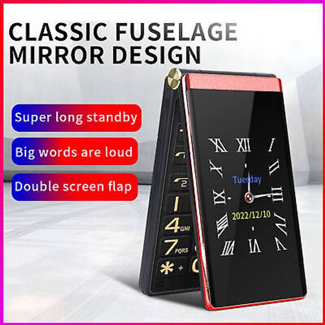 Flip phone unlocked for seniors 2g gsm phone with backlight large buttons part