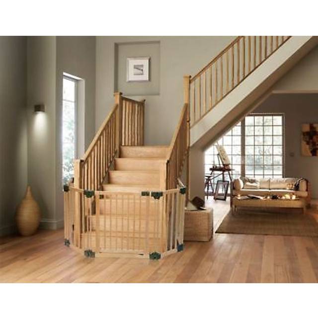 Safetots safety gate for bottom of the stairs, open plan stair case, flexible