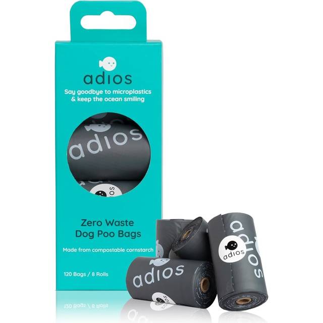 Adios Compostable Dog Poo Bags With Handles - Grey