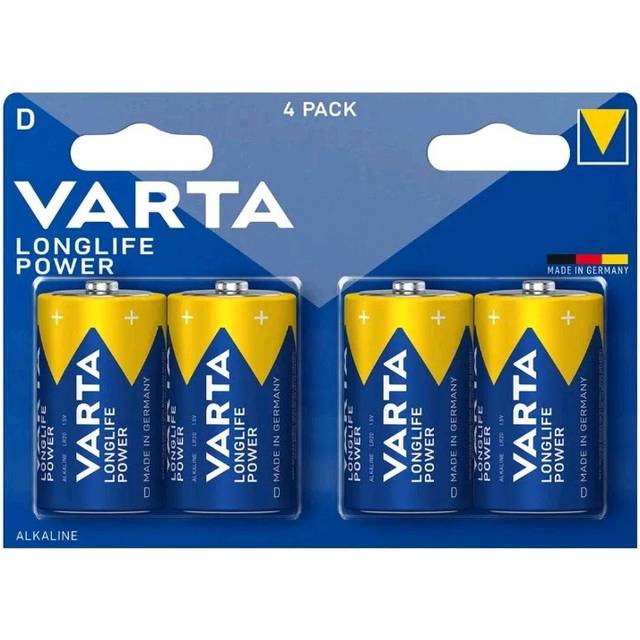 Varta longlife power d lr20 1.5v alkaline batteries x 4 long expiry dates