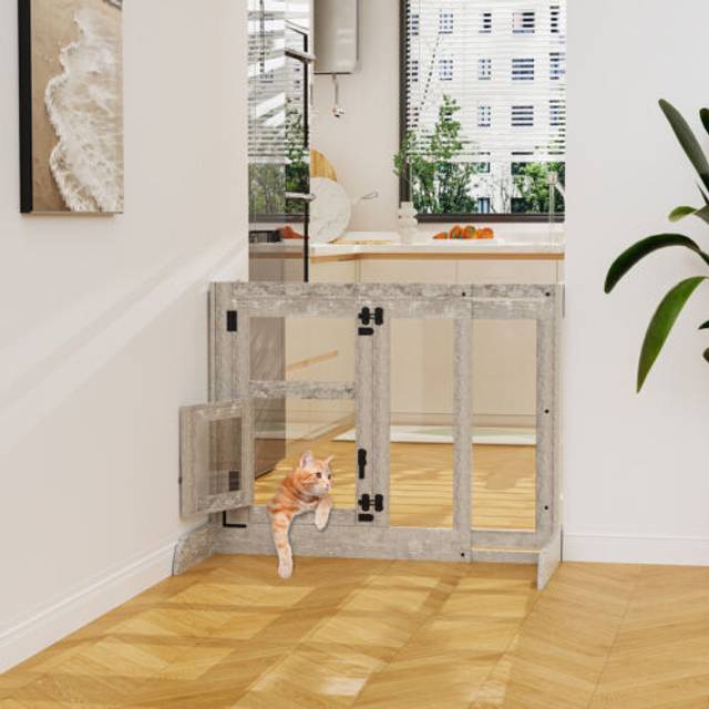 Expandable pet gate cat dog barrier fence for stairs doorways walk through door