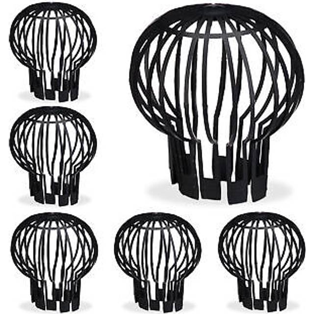 Gutter Guard, 6x Set, Roof Filters, Plastic Balloon Shape, Stops Leaf Blockages, Rainwater Discharge, Black - Relaxdays
