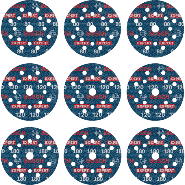Bosch Expert O780 Foil Sanding Discs 125mm 125mm Assorted Pack of 9