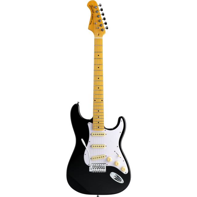 Fazley Classic Series Fire FJH100-M Black Electric Guitar with Reversed Headstock and Tremolo Bridge