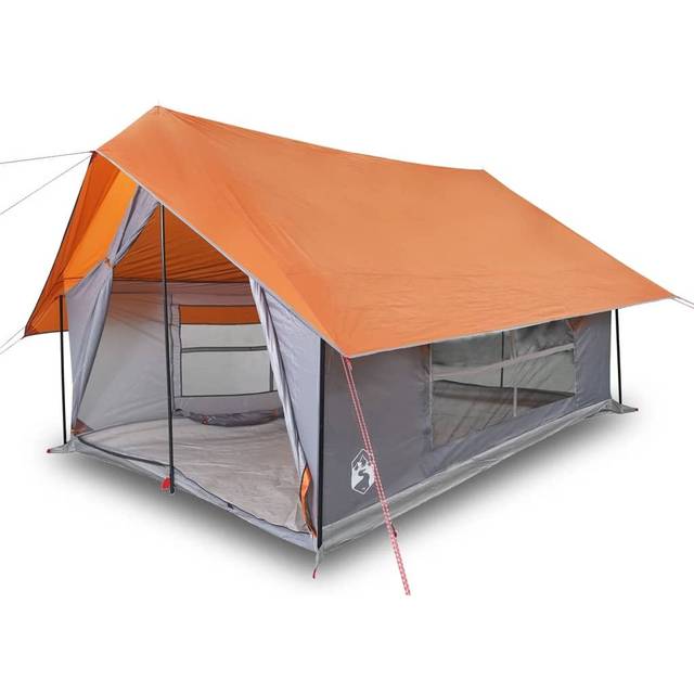 Camping Tent 5-Person Grey and Orange Waterproof - One Size