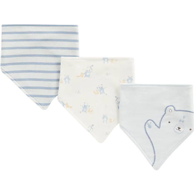 Mothercare My First Blue Dribble Bibs - 3 Pack