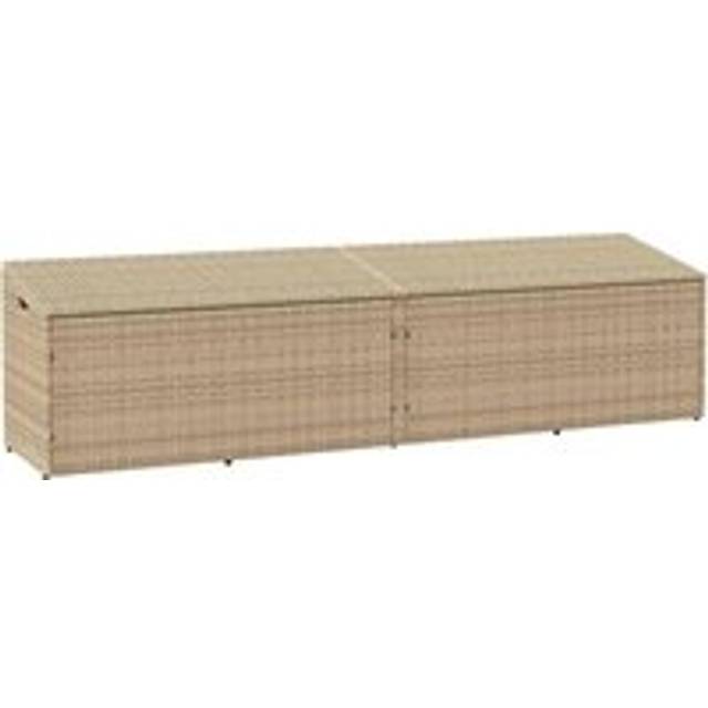Förvaringslåda för trädgård beige 220x50x58 cm konstrotting
