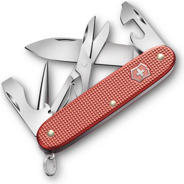 Victorinox schweizisk fickkniv Pioneer X Alox Limited Edition 2025, multiverktyg, Swiss Army Knife, 9 funktioner, blad, skruvmejsel, röd
