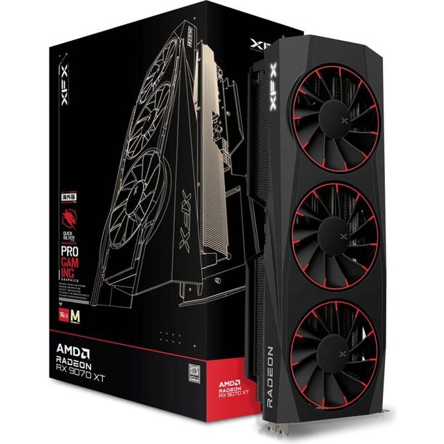 XFX Quicksilver AMD Radeon RX 9070XT magnetisk Air Edition med 16 GB GDDR6, HDMI 3xDP, AMD RDNA™ 4 (RX-97TMAQKB9)