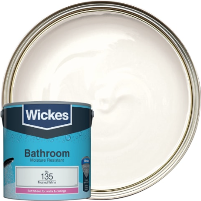 Wickes Bathroom Soft Sheen Emulsion Paint - Frosted White No.135 - 2.5L