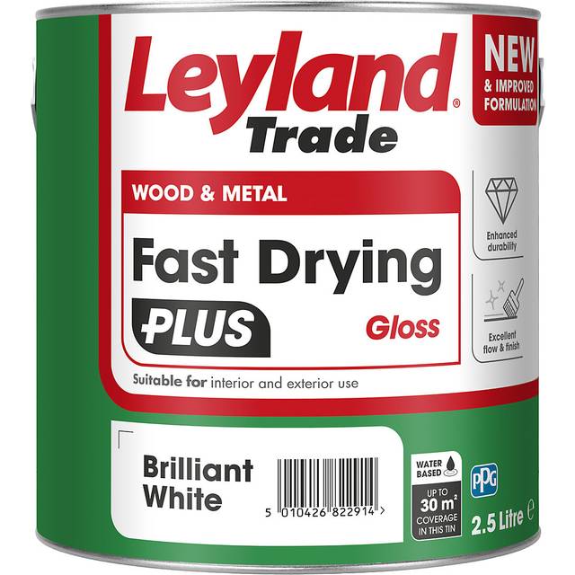 Leyland Trade Fast Dry Plus Gloss Paint - Brilliant White - 2.5L