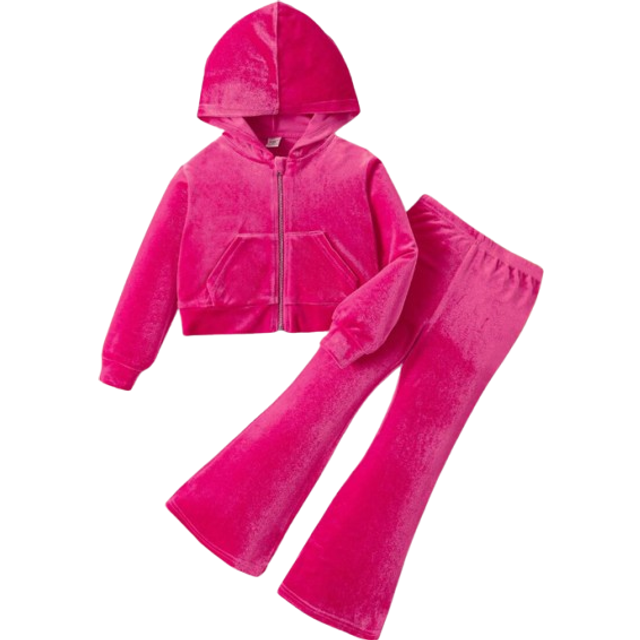 SHEIN SLAYR KIDS Young Girl 2Pcs Sets Rhinestone Letter Pattern Velvet Hoodie & Flare Pants ,Sweatpants, Outfits,Cute & Casual & Vintage,Great For Casual &