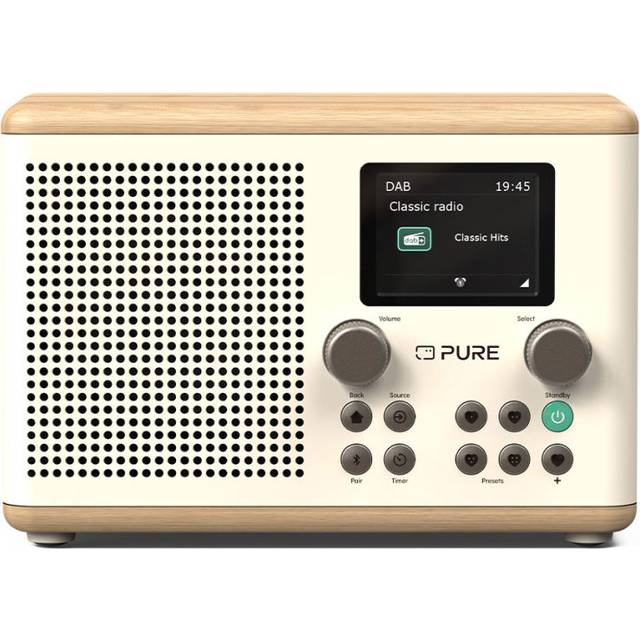 Pure Classic H4 digital köksradio (Dab+/FM, Bluetooth, USB, AUX, kökstimer, larm), kaffe/valnöt svart