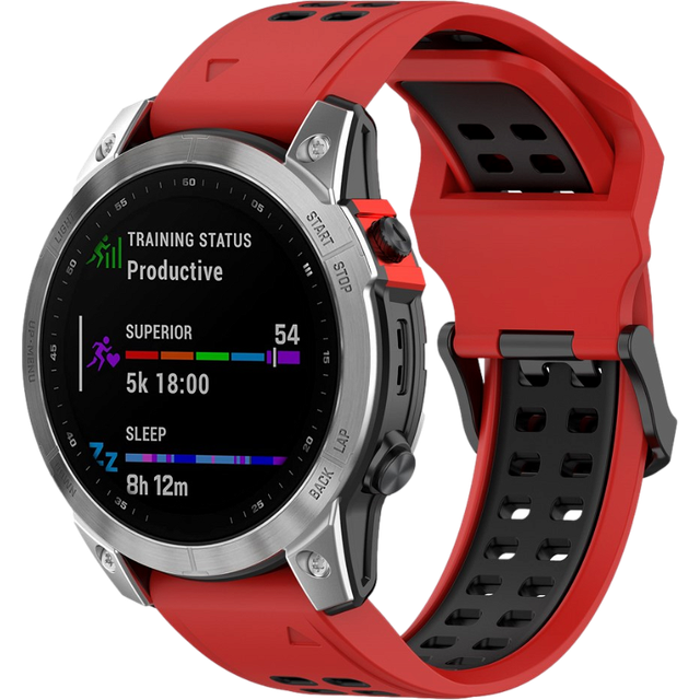 Garmin Fenix Silikone Rem Rød - Passer til 3 / 3 HR / 5X / 5X Plus / 6X / 6X Pro