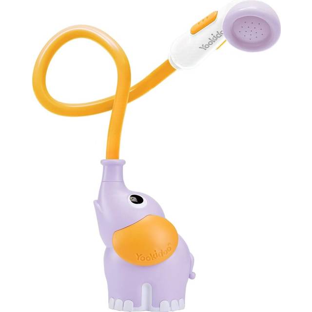 Yookidoo Baby Bath Shower Head - Elephant Water Pump and Trunk Spout Rinser - for Newborn Babies in Tub Or Sink (Purple)