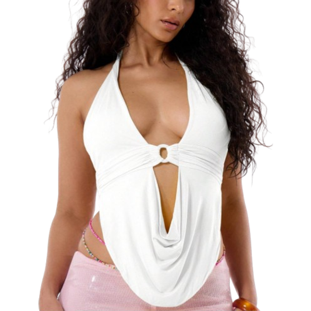 MUSERA Sexy Cowl Halterneck Top Club Summer Holiday Ibiza Beachwear Boho Vacation Spring Summer Sexy Elegant Ibiza Festival Western
