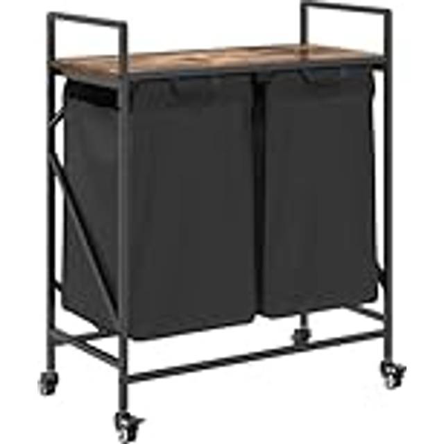 vidaXL Laundry Basket 2 Compartments with Shelves Smoked Oak - Brown