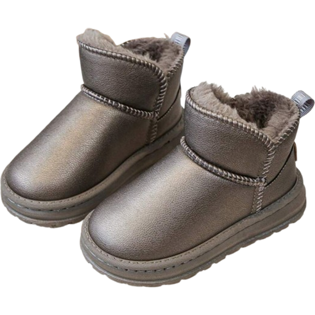 SHEIN 2025 Winter New Kids Snow Boots, Waterproof Leather Upper Short Boots, Toddler Warm Cotton Padded Booties