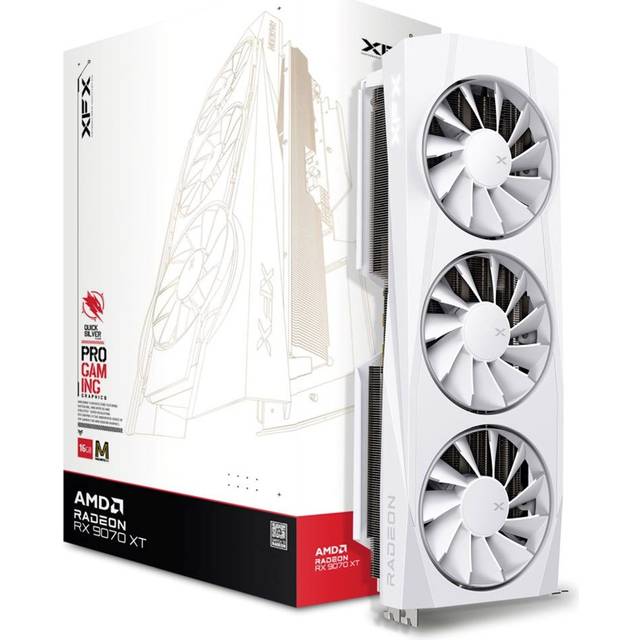 XFX Quicksilver AMD Radeon RX 9070XT White Magnetic Air Edition med 16 GB GDDR6 HDMI 3xDP, AMD RDNA™ 4 (RX-97TMAQKW9)