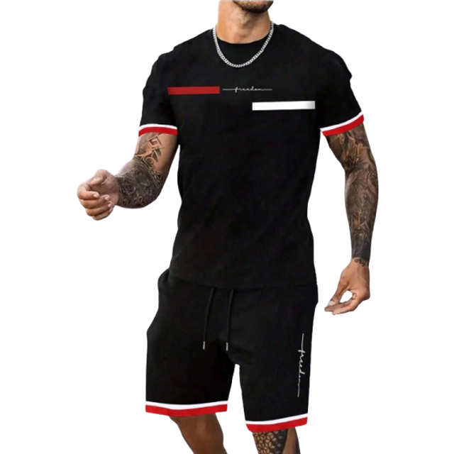 Herr Sommar Kort Ärm T-shirts Och Shorts Enkel Uppsättningar Med Bokstavstryck - Multifärgad (L,M,S,XL,XXL)