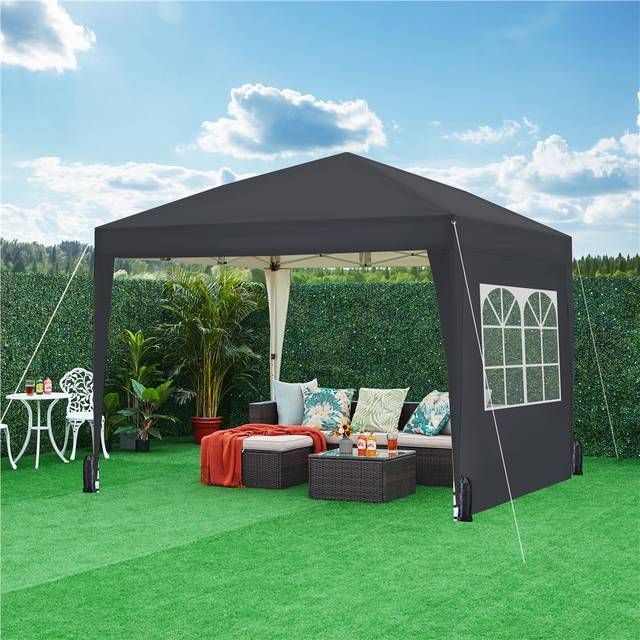 Iron Pop-Up Gazebo - Dark Gray (263.5cm H x 200cm W x 200cm D)