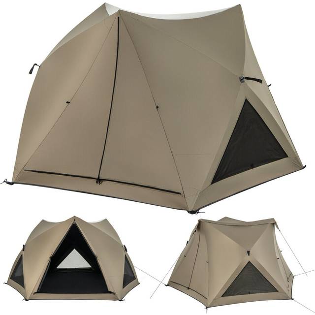 6 People Pop-up Camping Tent 6-Sided Family Tent Portable Hiking Tent