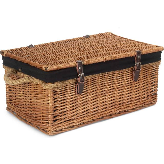 Wicker Rope Handled Trunk with Lining - Black