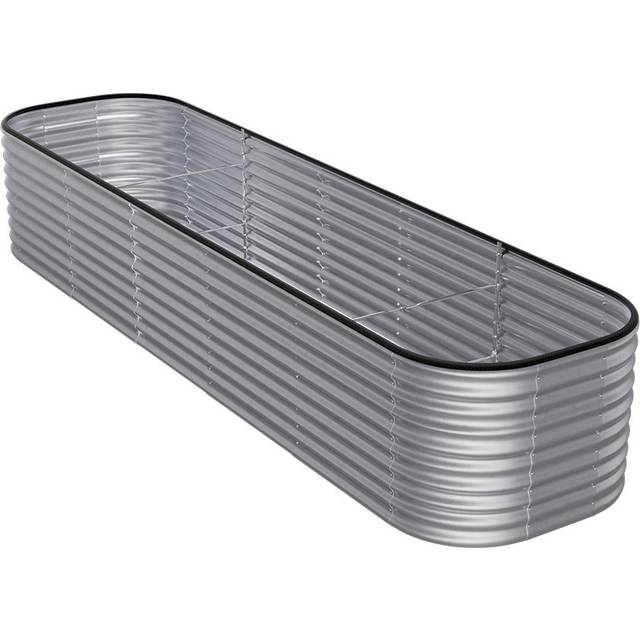 Rectangular Metal Raised Garden Bed - Silver (56cm H x 320cm W x 80cm D)