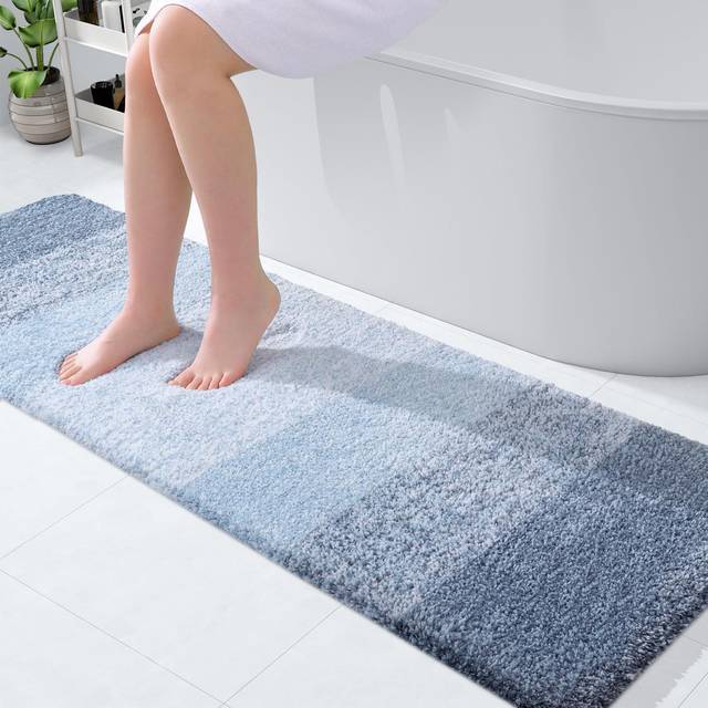 Extra Soft Microfiber Rectangle Bath Rug - Blue (150cm W)