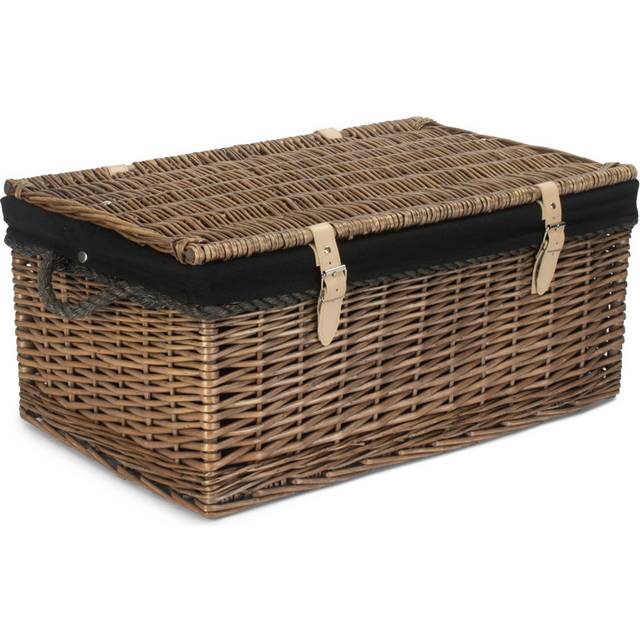 Wicker Rope Handled Trunk with Lining - Black
