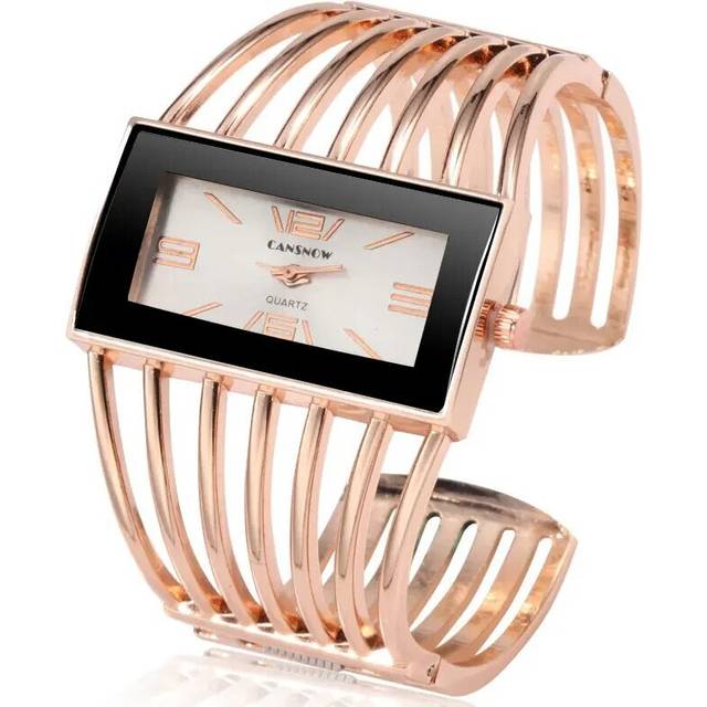 (rose gold white) CANSNOW Womens Watch Luxury Fashion Rose Gold Bangle Watch Women Dress