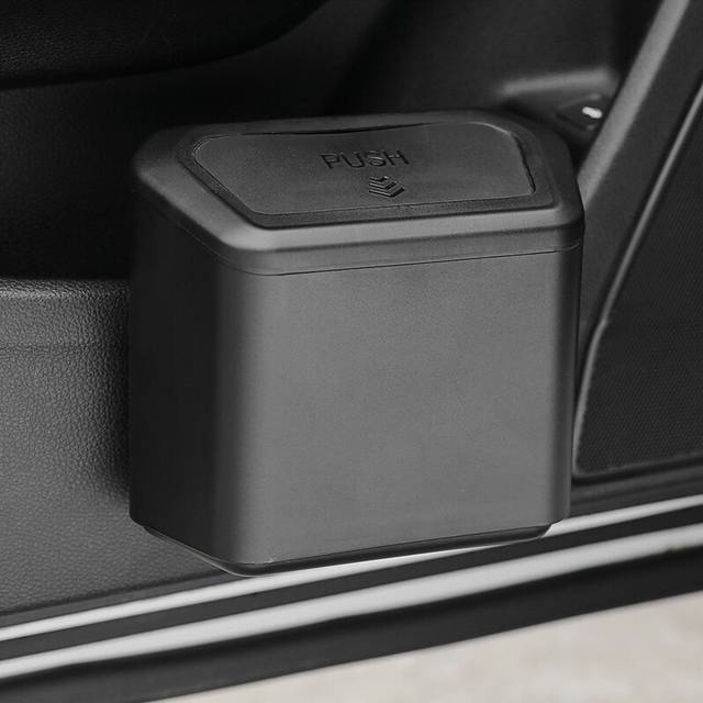(black) Car Trash Bin Hanging Vehicle Garbage Dust Case Storage Box