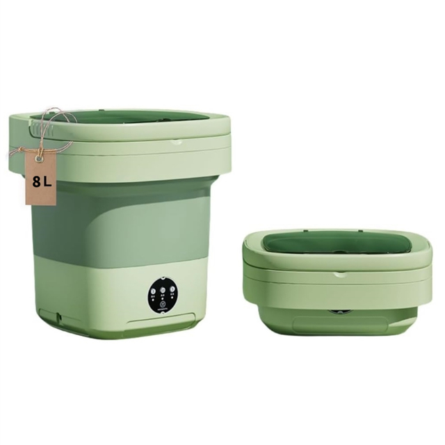 Portable Washing Machine,Mini Washer,Large Capacity Foldable Washer.Deep Cleaning of Underwear, Clothes Green EU Plug
