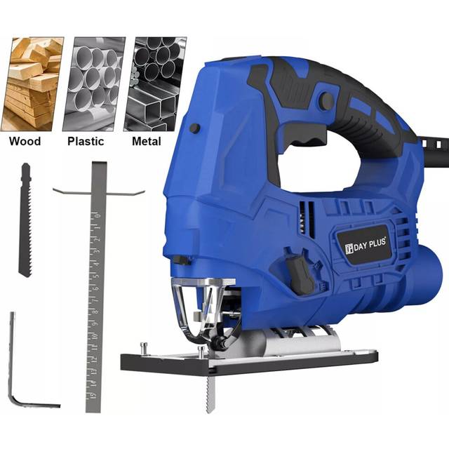 Updated Power Jigsaw with Laser Guide & LED Light 4 Stage Pendulum Action 45Â°Bevel Cutting Variable Speed 700W Jig Saw