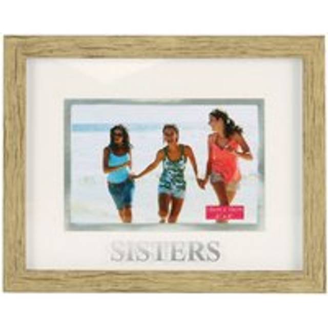Beautiful Sisters 4x6 Picture Frame in Oak Wood Effect with Silver Foil Letters - Brown - One Size