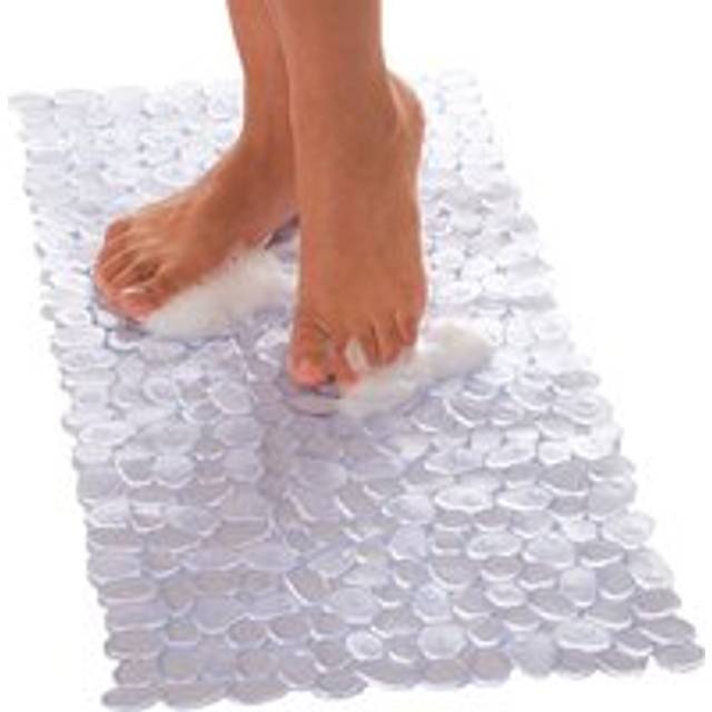 Pebble Design Anti-Slip Bath or Shower Mat with Suction Cups - Non-Slip Mosaic Surface for Bathtub or Shower Tray - L70 x W35cm - Clear - One Size