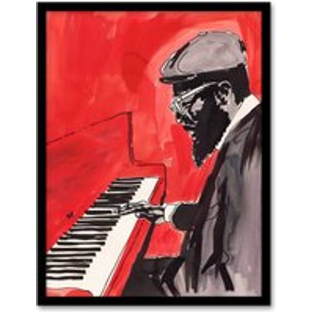 Thelonious Monk Jazz Piano Music Red Portrait Framed Wall Art - A4