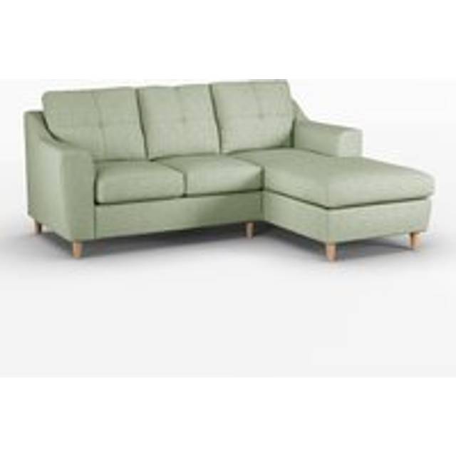 Baxter Fabric L Shaped 3 Seater Corner Sofa With Chaise Right Hand Facing - Charcoal, Silver, Oatmeal or Sage - Light Grey - One Size