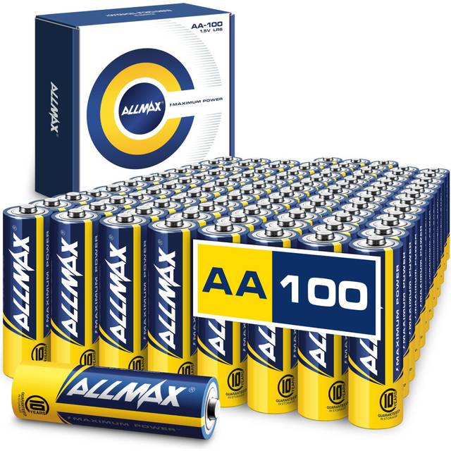 Allmax AA Maximum Power Alkaline Double A Batteries (100 Count) ? Ultra Long-Lasting, 10-Year Shelf Life, Leakproof Design, 1.5V