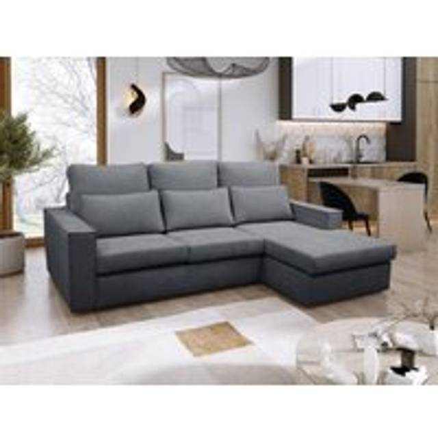(Grey, Right Hand Facing) Soho Fabric 3 Seater Corner Chaise Sofas