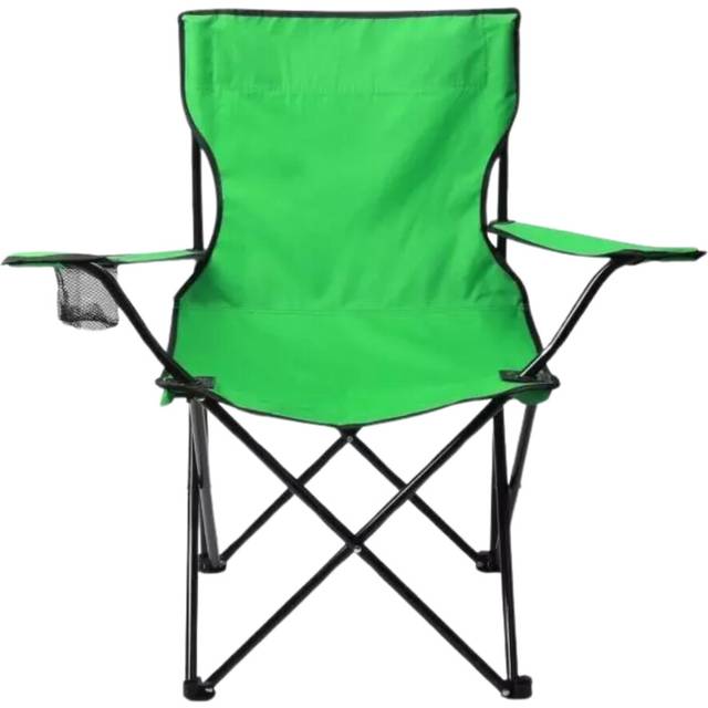 (Green) Camping Chair, Folding Chair for Adults, Steel Frame Arm Chair with Cup Holder
