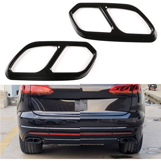 2Pcs Black Stainless Steel Car Rear Left & Right Exhaust Muffler Pipe