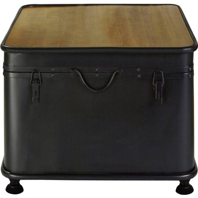 Square Coffee Table with Storage, Square Wood Coffee Table, Coffee Table Trunk, Industrial Coffee Table - Black - One Size